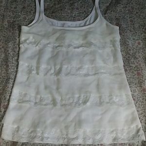 White Lacey Layered Tank Top